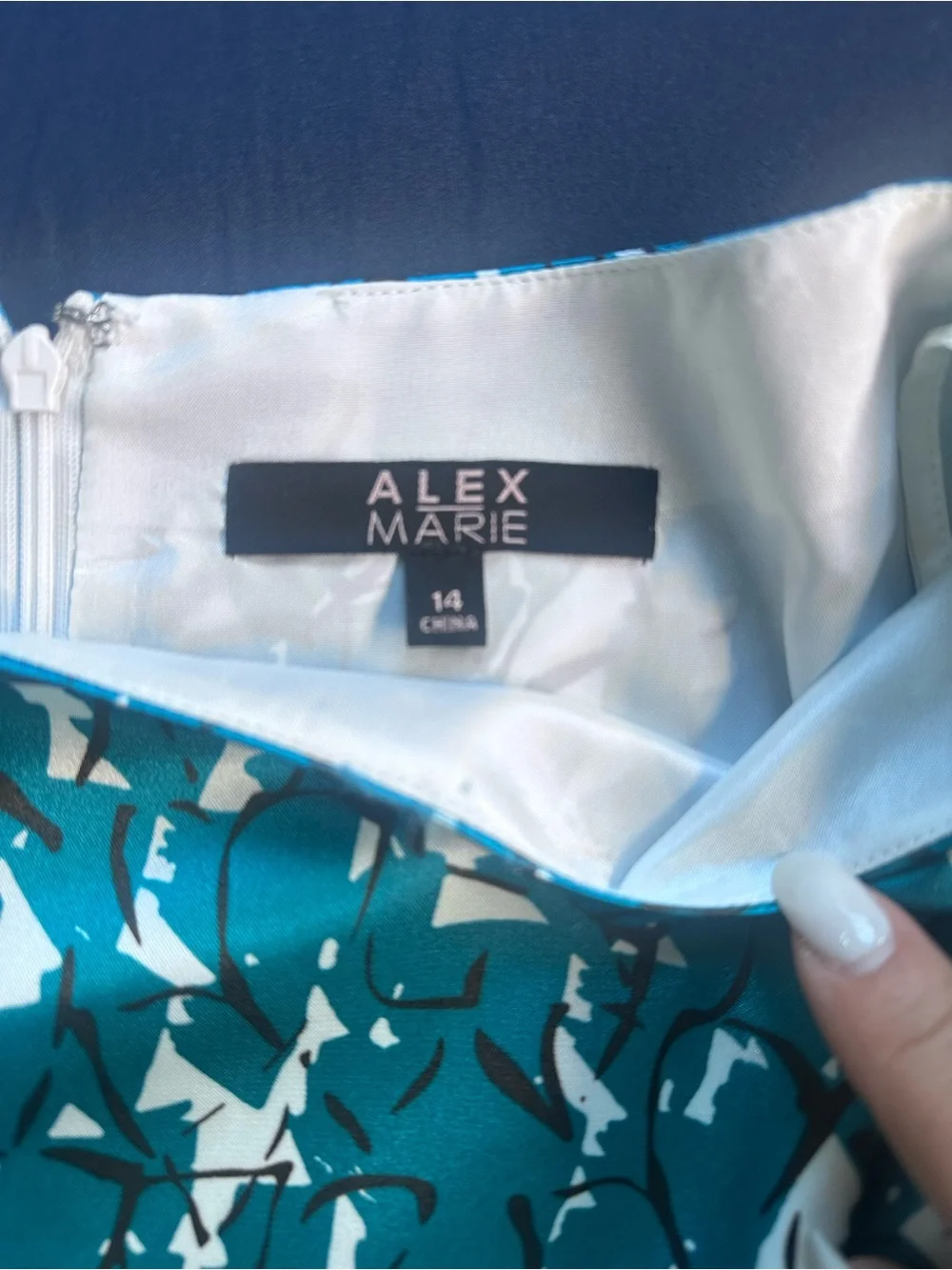 Alex Marie Teal Floral High-Low Midi Dress